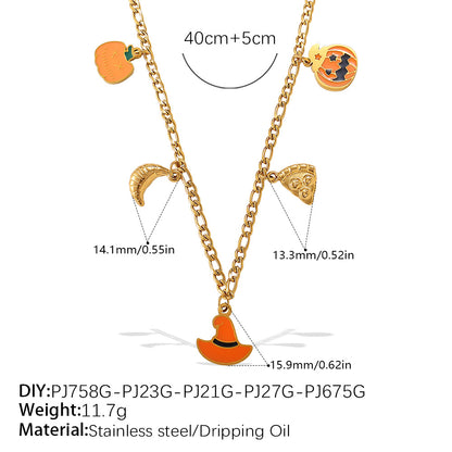 Holiday Collection – Gold Plated Stainless Steel Multishape Pendant Tassel Necklace | Halloween & Christmas Jewelry