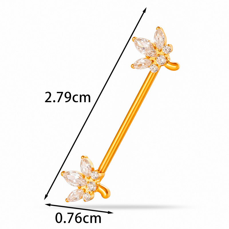 G23 Titanium Nipple Ring with CZ Gem | F136 Implant Grade Barbell Piercing Jewelry