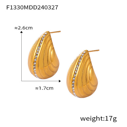 Waterdrop Glass Stone Stainless Steel Stud Earrings – Modern Elegant Hypoallergenic Fashion Earrings