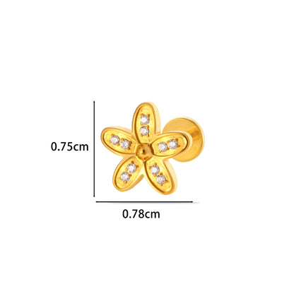 F136 Titanium Internally Threaded Zircon Labret Stud | High-End Flat Back Cartilage Piercing Jewelry