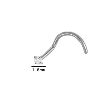 G23 Titanium Nose Stud with Zircon | F136 S-Bar Internally Threaded Nose Piercing Jewelry