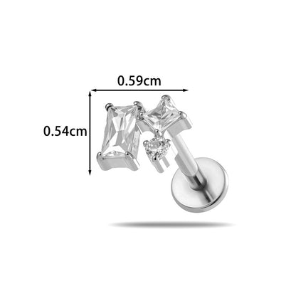 Titanium Labret Stud for Lip & Cartilage Piercing – CZ Flat Back Jewelry (Implant Grade ASTM F136)