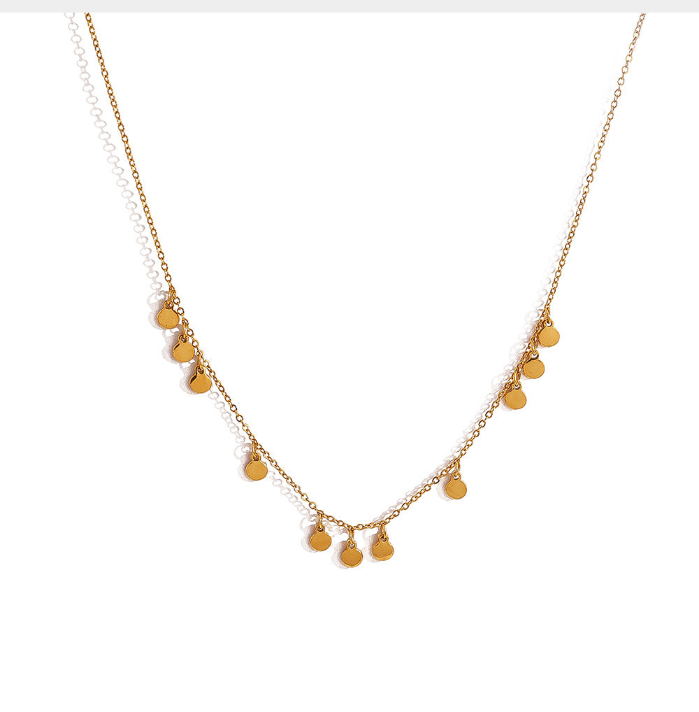 18K Gold Plated Stainless Steel Sun & Star Pendant Necklace – Minimalist Layered Crystal Jewelry for Women