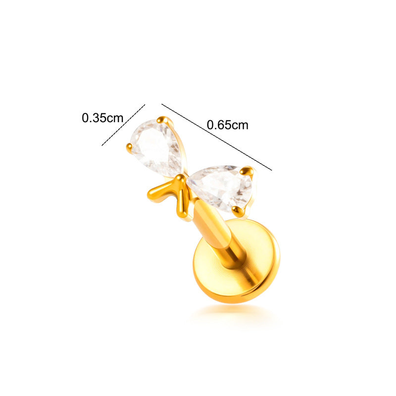 Implant Grade ASTM F136 Titanium Flat Back Stud Earrings Micro Paved CZ Cartilage Helix Tragus Piercing Jewelry Internally Threaded Labret Stud