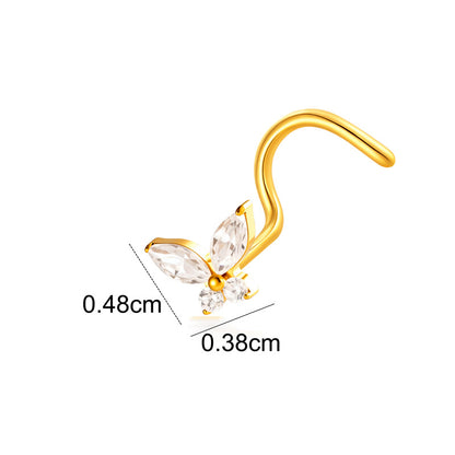 Implant Grade ASTM F136 Titanium Star Lightning Nose Stud S-Bend CZ Nose Stud Nostril Piercing Jewelry Hypoallergenic