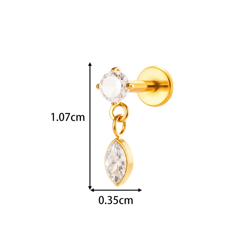 Implant Grade ASTM F136 Titanium Threadless Push Pin Sun Zircon Flat Back Stud | Geometric Helix Cartilage Tragus Lip Piercing Jewelry