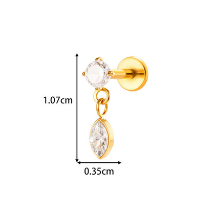 Implant Grade ASTM F136 Titanium Threadless Push Pin Sun Zircon Flat Back Stud | Geometric Helix Cartilage Tragus Lip Piercing Jewelry