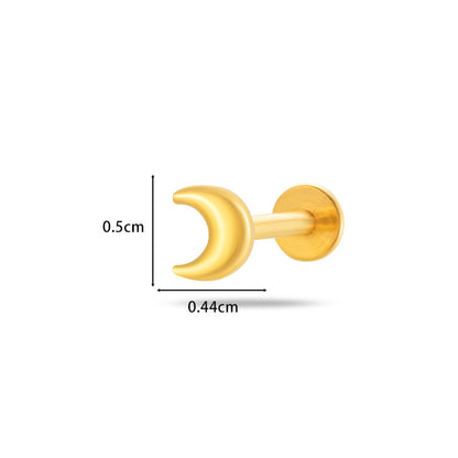G23/F136 Titanium Moon & Star Push Pin Stud – Flat Base Lip & Ear Cartilage Piercing Jewelry | 12 Styles