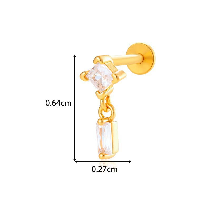 Titanium Internally Threaded  CZ Cartilage Stud – Hypoallergenic Piercing Jewelry