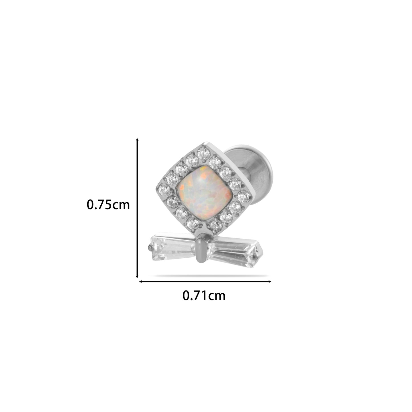F136 Titanium Butterfly Star Moon Lip & Cartilage Stud with CZ | Internally Threaded
