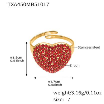 Stainless Steel Heart Jewelry Set – Zircon Heart Necklace, Earrings & Ring Set | Romantic Gift Set