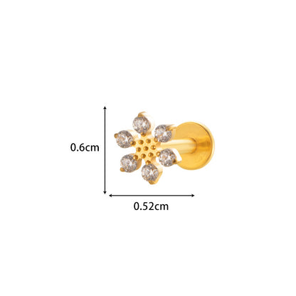 F136 Titanium Internally Threaded CZ Cartilage Stud Earrings – Flat Back Piercing Jewelry