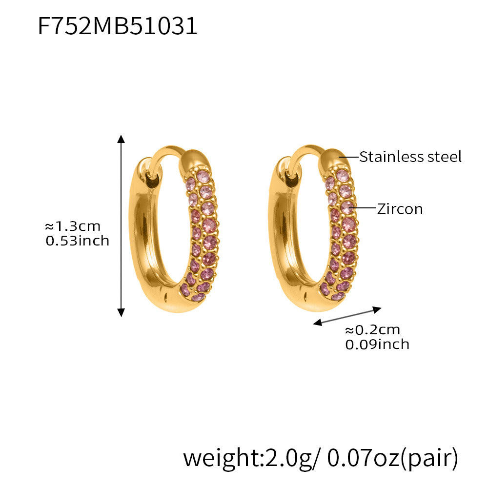 Luxury Minimalist Geometric Hoop Earrings with Micro Inlay Cubic Zirconia | Fashion Jewelry Set