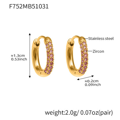 Luxury Minimalist Geometric Hoop Earrings with Micro Inlay Cubic Zirconia | Fashion Jewelry Set