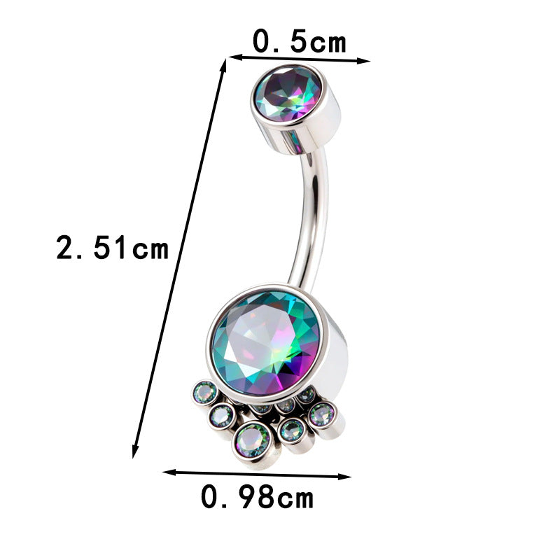 G23/F136 Titanium Belly Button Ring with Zircon & Opal | Internally Threaded Navel Piercing Jewelry