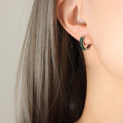 Stainless Steel Zircon Hoop Earrings Set | Modern Minimalist Sparkling Fashion Jewelry