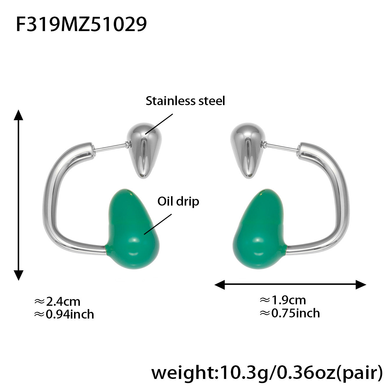 Stainless Steel Enamel Water Drop Earrings – Multicolor Teardrop Studs | Trendy Statement Earrings | WANTI Jewelry
