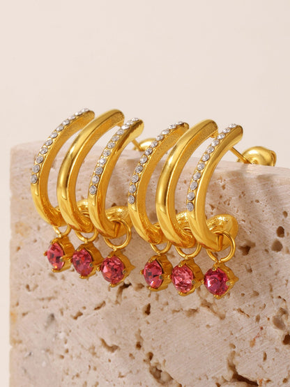 Tassel Zircon Earrings – Elegant Stainless Steel Dangle Earrings for Women