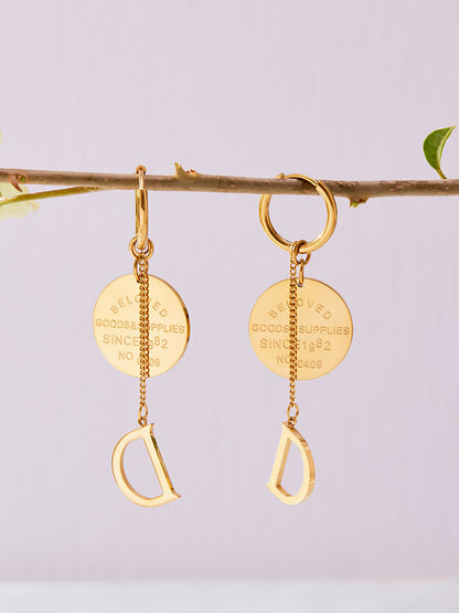 Stainless Steel Geometric D-Shape Tassel Earrings – Modern Minimalist Long Drop Dangle Earrings for Women | WANTI Fashion Jewelry