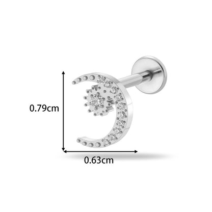 G23/F136 Titanium Zircon Piercing Studs | Internally Threaded Lip Labret & Cartilage Jewelry for Sensitive Skin