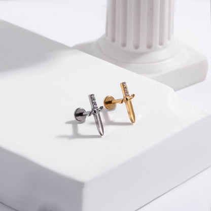 G23/F136 Titanium Crown Internal-Thread Labret & Cartilage Stud — 8 Designs | Gold & Silver