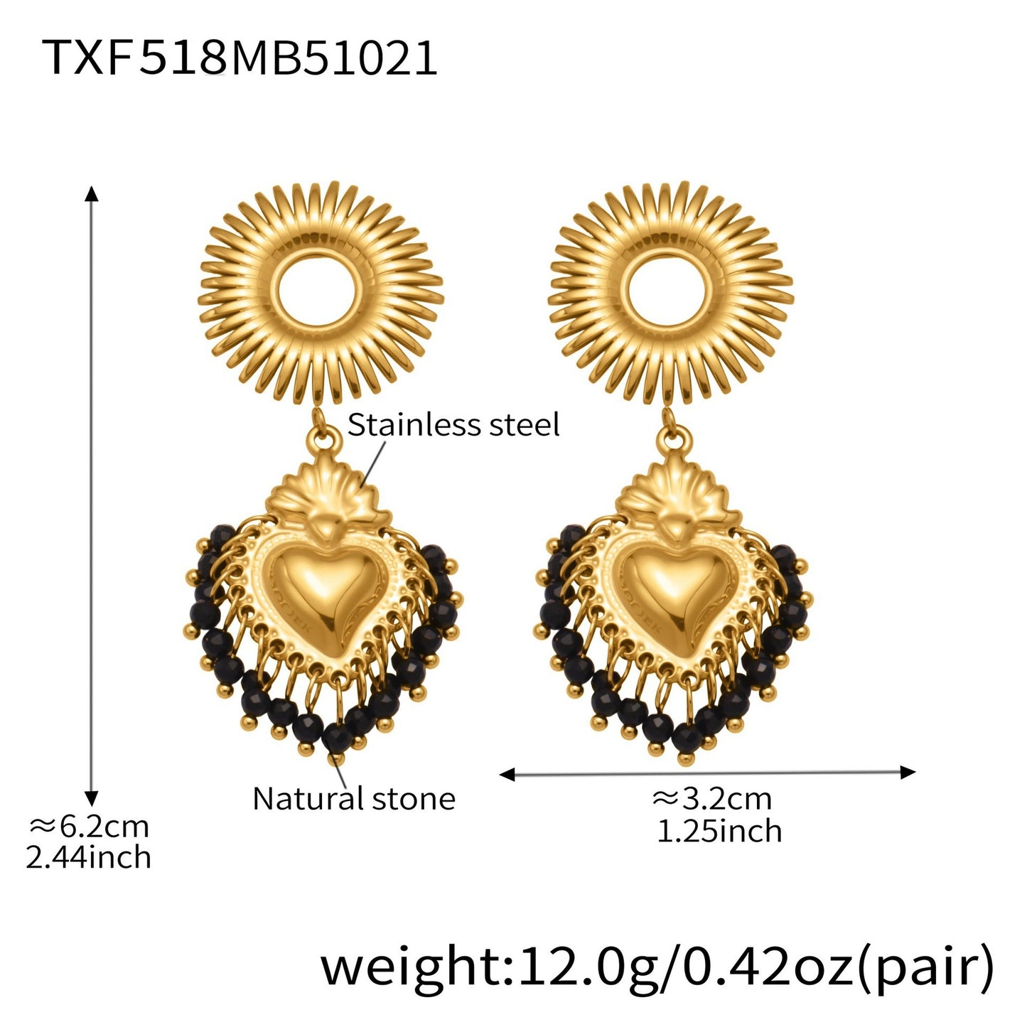 Stainless Steel Strawberry & Sunflower Jewelry Set – Necklace · Bracelet · Earrings