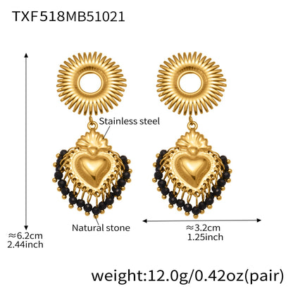 Stainless Steel Strawberry & Sunflower Jewelry Set – Necklace · Bracelet · Earrings