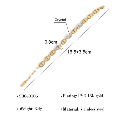 18K Gold Plated Stainless Steel Crystal Bracelet – Heart, Rectangle, Oval & Infinity Shapes