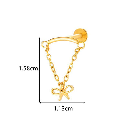 F136 Titanium Zirconia Chain Pendant Stud – Internally Threaded Flat-Back Cartilage Piercing Jewelry