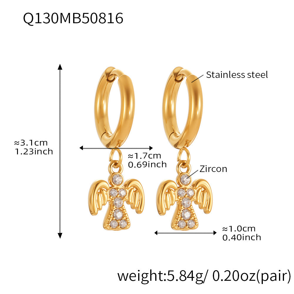 Stainless Steel Zircon Bird Pendant Layered Earrings Set | Trendy Dangle Hoop Earrings | Hypoallergenic Fashion Jewelry for Women