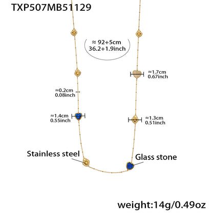 Sparkling Heart Glass Necklace & Earrings Set – Colorful Long Pendant Chain · Stainless Steel Hypoallergenic Jewelry