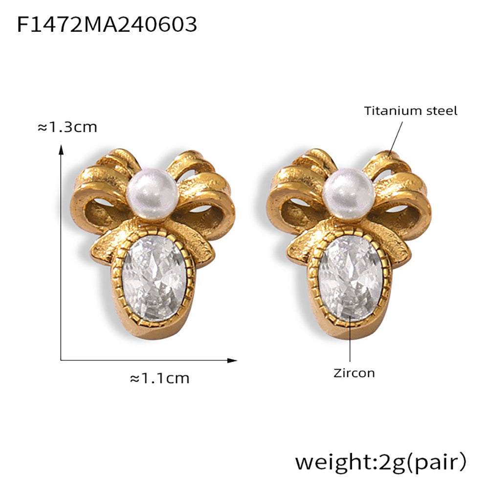 Stainless Steel Butterfly Earrings Rhinestone & Glass Stone Fashion Earrings