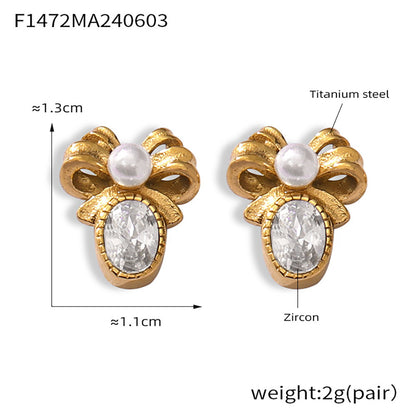 Stainless Steel Butterfly Earrings Rhinestone & Glass Stone Fashion Earrings