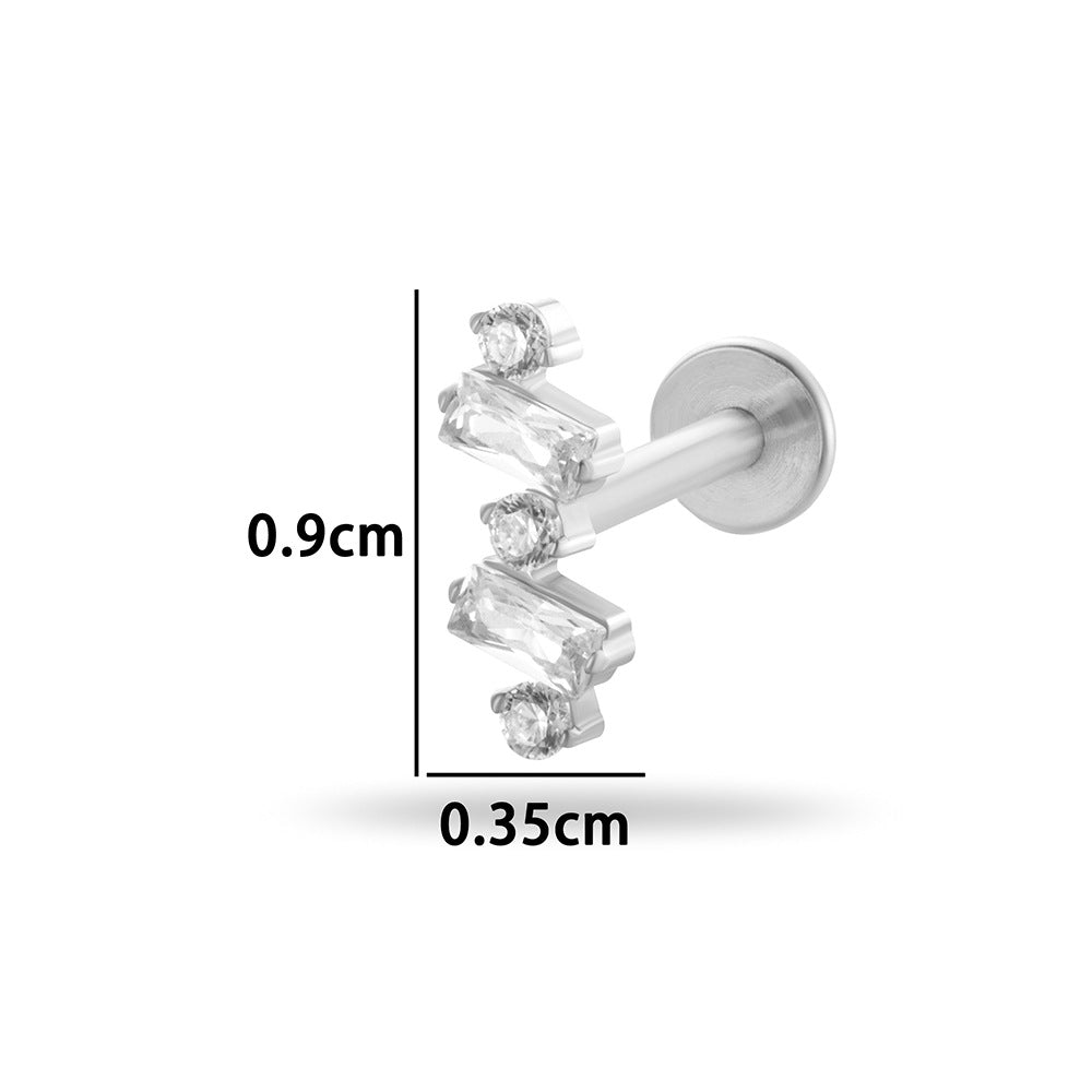 F136 Titanium Internally Threaded Zirconia Teardrop Cartilage Stud – Hypoallergenic Ear Piercing Jewelry
