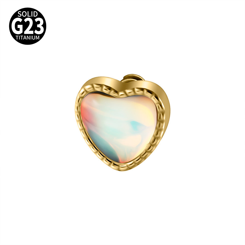 ASTM F136 Titanium Heart Mother of Pearl Dermal Top – Internally Threaded Micro Dermal Replacement for Collarbone & Surface Piercing