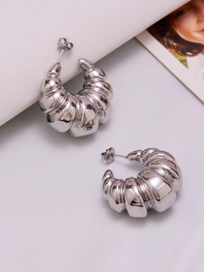 Twisted Horn Bag Hoop Earrings Set – High-Quality Stainless Steel Minimalist Statement Jewelry | WANTI Jewelry