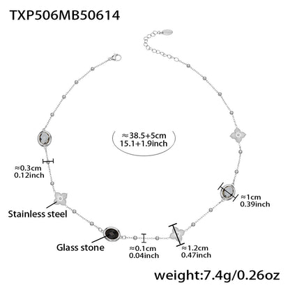 Stainless Steel Oval Gemstone Jewelry Series – Long Pendant Necklace · Bracelet · Drop Earrings | WANTI Jewelry