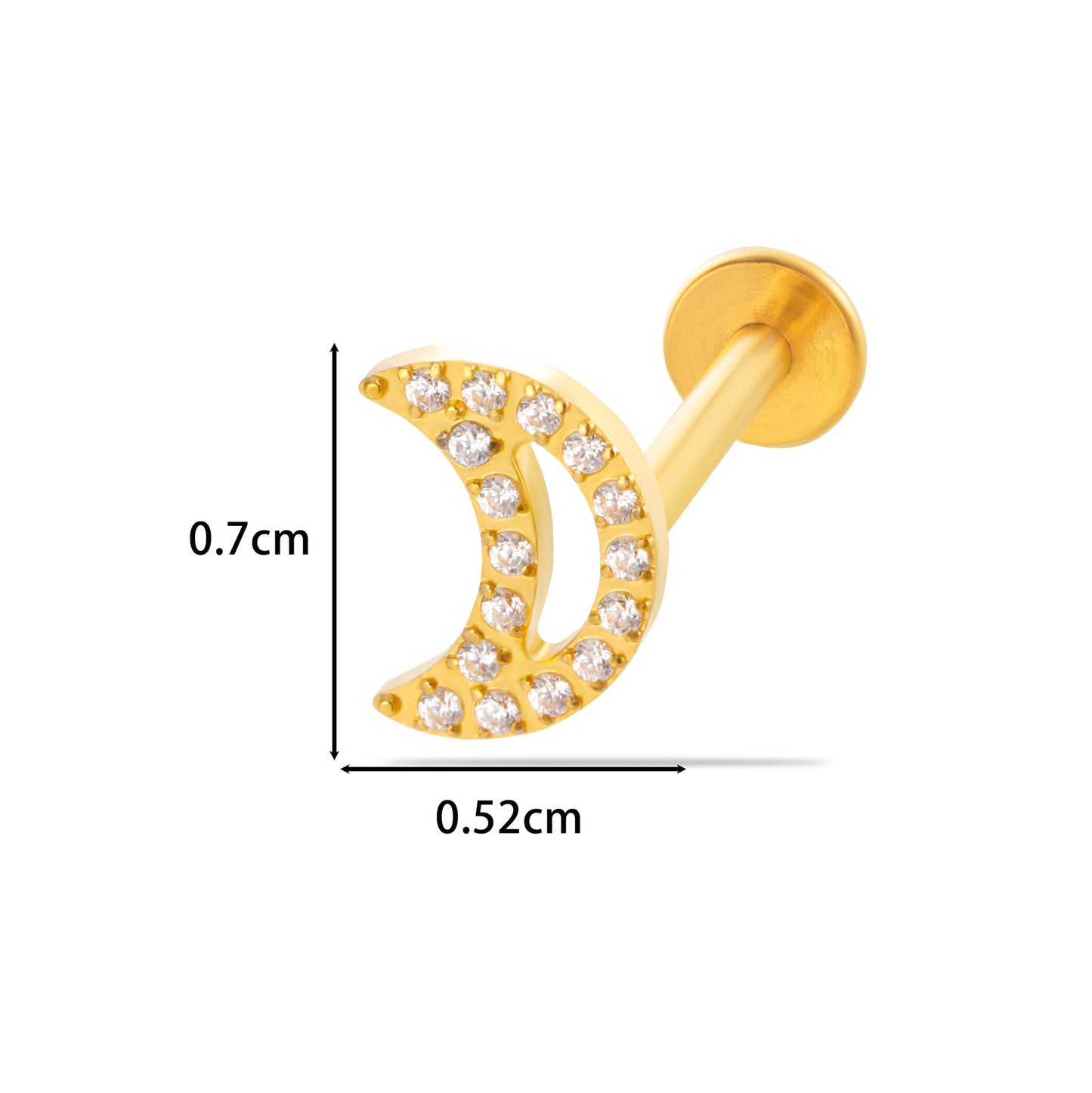 F136 Titanium Internally Threaded CZ Ear Stud – Music Note, Fan, Moon & Cluster Designs | Lip Labret Cartilage Piercing Jewelry