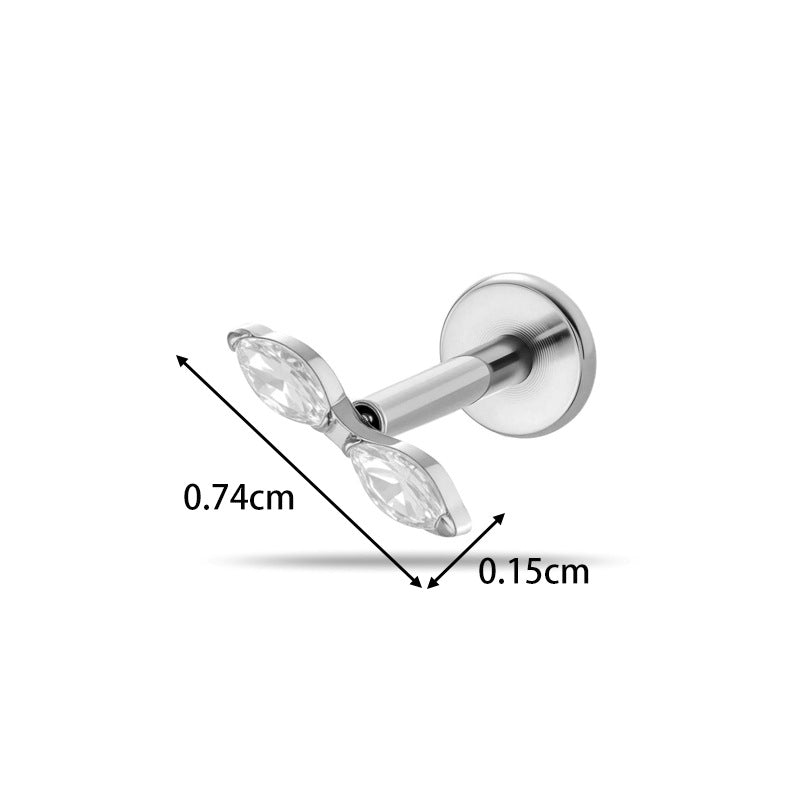 G23/F136 Titanium CZ Labret Studs | Internally Threaded Flat Back Lip & Cartilage Piercing Jewelry