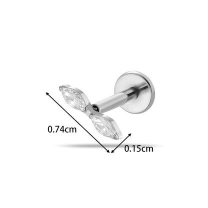 G23/F136 Titanium CZ Labret Studs | Internally Threaded Flat Back Lip & Cartilage Piercing Jewelry