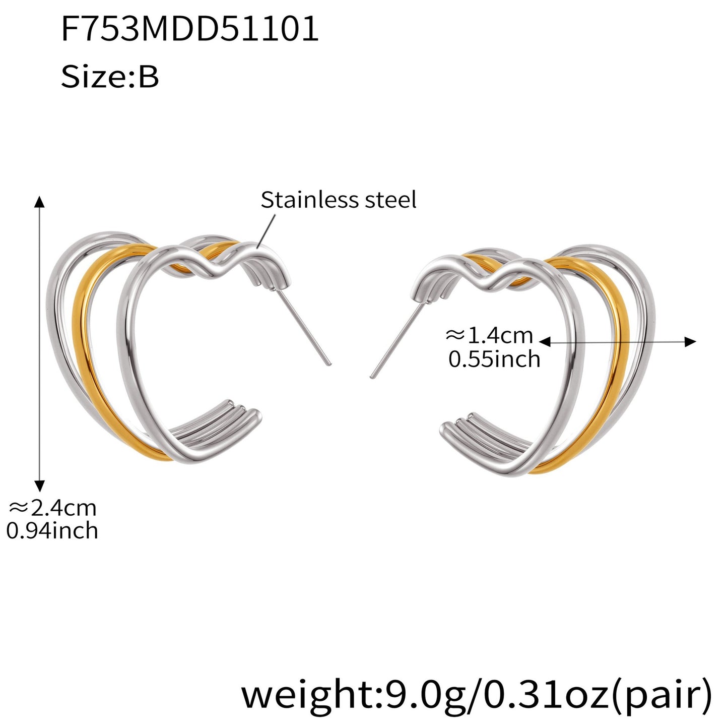 Twisted Multi-Strand Stainless Steel Hoop Earrings – Modern Geometric Fashion Jewelry Set