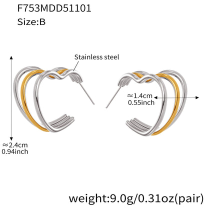 Twisted Multi-Strand Stainless Steel Hoop Earrings – Modern Geometric Fashion Jewelry Set