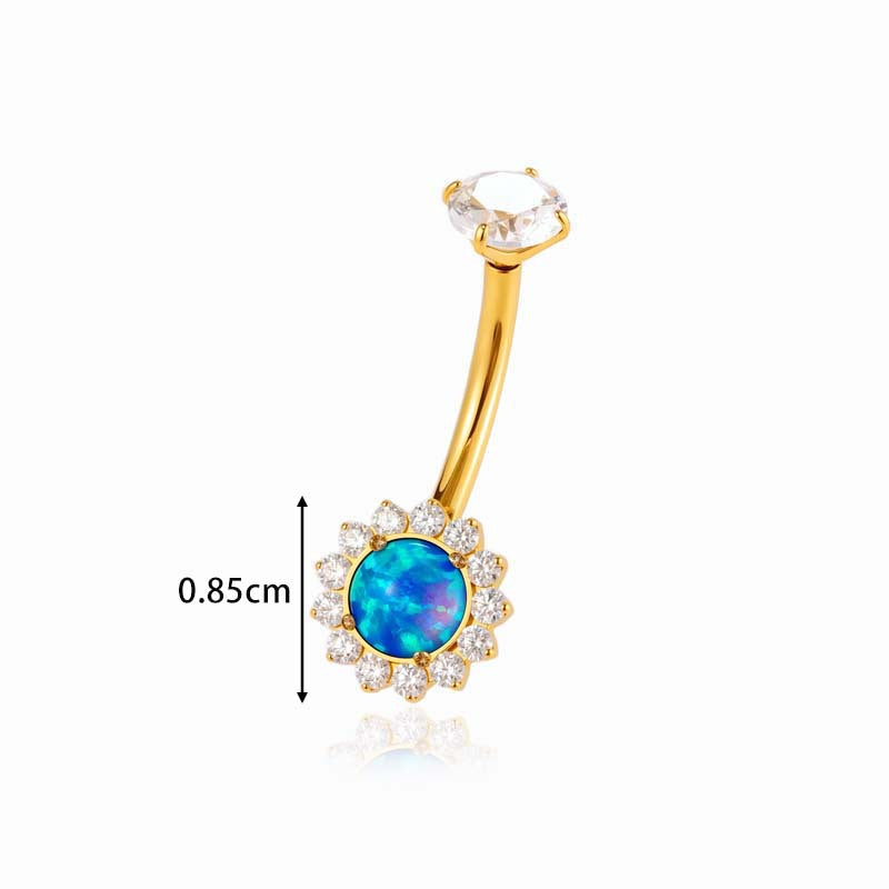 G23/F136 Titanium Flower CZ Internally Threaded Belly Button Ring – Stylish Navel Piercing Jewelry