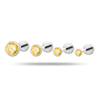 Titanium Flat Back Zircon Piercing Stud | Hypoallergenic Threaded Cartilage Earring