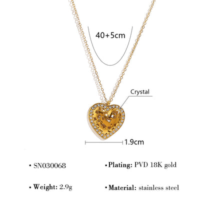 18K Gold Plated Stainless Steel Crystal Pendant Necklace | Heart, Star, Tree of Life & Leaf Designs | Elegant Gift Jewelry for Women