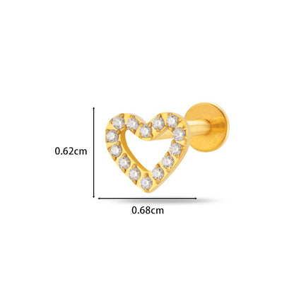 F136/G23 Titanium Zircon Push-Pin Labret & Cartilage Stud — Heart, Round, Star, Oval, Green/White/Champagne Marquise