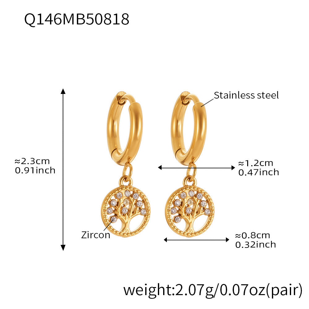 Stainless Steel Zircon Hoop Earrings Set – Creative Fashion Huggie Hoop Dangle Earrings | High-Quality Plated Jewelry