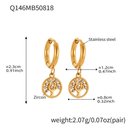 Stainless Steel Zircon Hoop Earrings Set – Creative Fashion Huggie Hoop Dangle Earrings | High-Quality Plated Jewelry