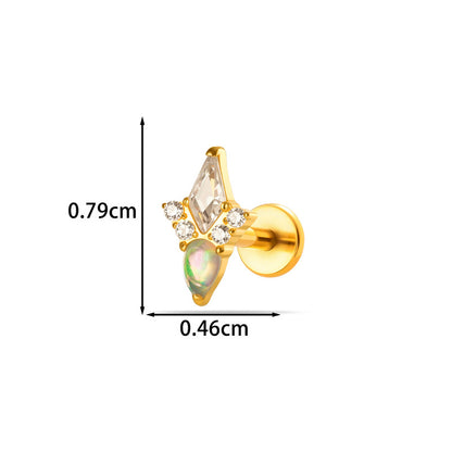 G23/F136 Titanium Internal Thread Lip & Cartilage Moon Stud