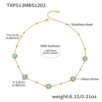 Candy Color Glass Stone Jewelry Set – Stainless Steel Necklaces, Bracelets & Earrings